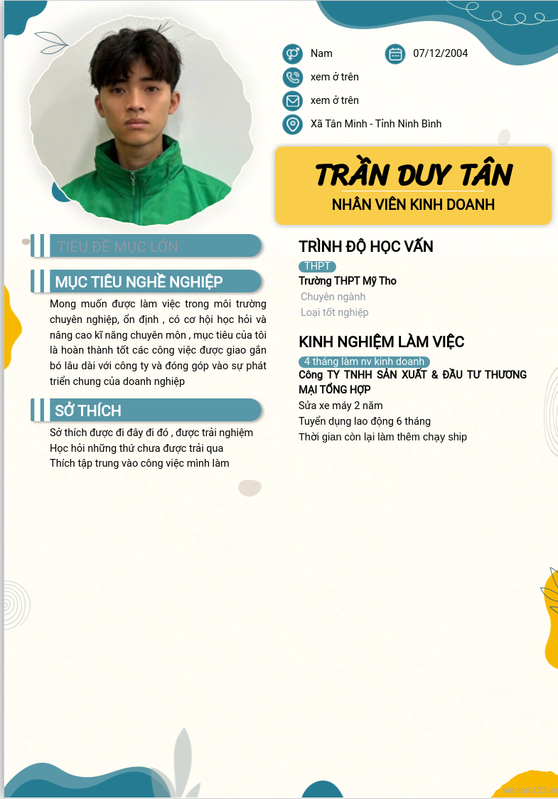 ảnh cv